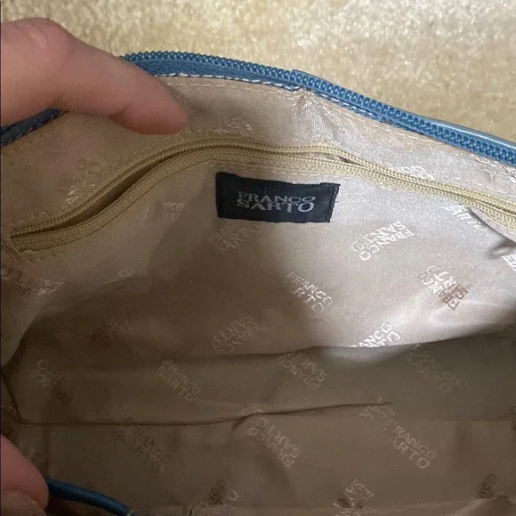 Blue Leather Shoulder Bag with Gold Accents - Picture 6 of 6